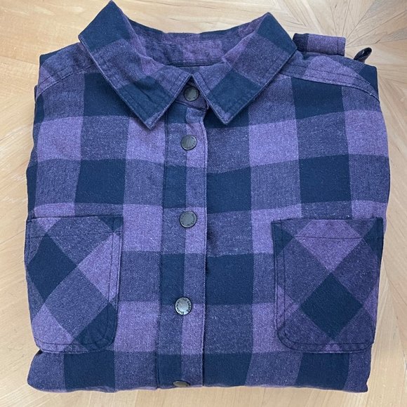 Stillwater Supply Co. Purple & Black Buffalo Plaid Quilted Shacket Jacket Large - Picture 4 of 4